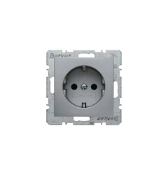 Розетка с с/у, с защитой от детей Berker для коллекций S.1/B.3/B.7 GLAS, цвет «алюминиевый, матовый», 47231404