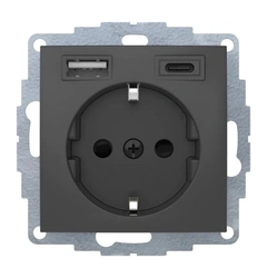 Розетка c з/до 16А/250В + 2хUSB A-С /3A Berker S.1 антрацит