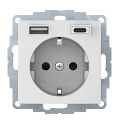 Розетка c з/к 16А/250В + 2хUSB A-С /3A Berker S.1 підлога білизна-matt