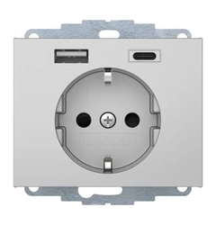 Розетка c з/до 16А/250В + 2хUSB A-С /3A Berker K.5 алюміній-лак