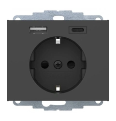 Розетка c з/до 16А/250В + 2хUSB A-С /3A Berker K.1 антрацит