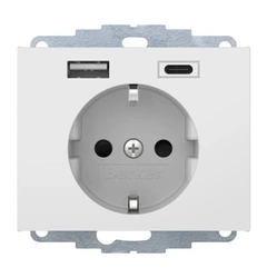 Розетка c з/до 16А/250В + 2хUSB A-С /3A Berker K.1 підлог.білизна