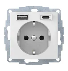 Розетка c з/до 16А/250В + 2хUSB A-С /3A Berker S.1