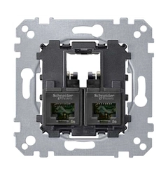 Механизм компьютерной розетки 2xRJ45 кат. 5е, UTP Merten MTN4575-0002