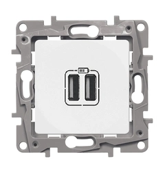 Розетка підвійна USB, 240/5В, 2400МА, Legrand Etika (білий)