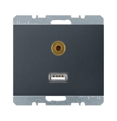 Розетка USB/3.5мм аудио, антрацит, «K.1» 3315397006