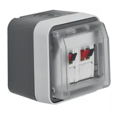 Розетка динаміка підвійна, IP55, сірий, W.1
