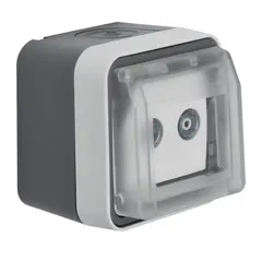 Розетка антена, 2 виходи, окрема, IP55, сірий, W.1