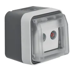 Розетка антена, 2 виходи, прохідна, IP55, сірий, W.1