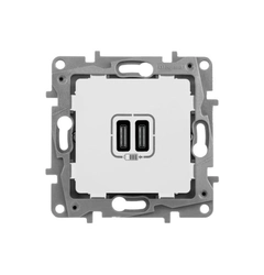 Розетка з двома USB-роз'ємами тип C+ тип C 240V/5V 3000мА Legrand Etika 672235, колір білий