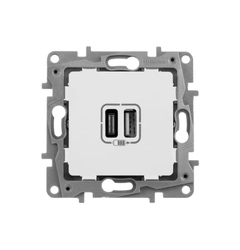 Розетка з двома USB-роз'ємами тип A+ тип C 240V/5V 3000мА Legrand Etika 672236, колір білий