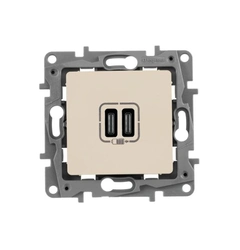 Розетка з двома USB-роз'ємами тип C + тип C 240V/5V 3000мА Legrand Etika 672335, колір слонова кістка