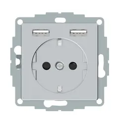 Розетка із з/к 16А/250В + 2хUSB/2.4A, алюміній S.1