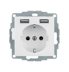 Розетка із з/к 16А/250В + 2хUSB/2.4A, підлог.білизна-matt S.1