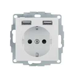 Розетка із з/к 16А/250В + 2хUSB/2.4A, біла S.1