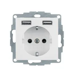 Розетка із з/к 16А/250В + 2хUSB/2.4A, підлог.білизна S.1