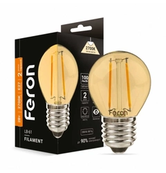 Світлодіодна лампа Feron Filament LB-61 2Вт E27 2700K золото