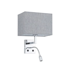 Бра, настінний світильник Nowodvorski 11793 Hotel Mood E27+LED 2x10W+2.2W 4000K IP20 сірий