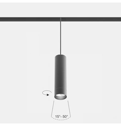 IN_LINE TUB M P 200 ZOOM, D52mm, H200mm, LED 13W, 3000K, 15°-50°, 48V DС, IP20, чорний (06.0529.13.930.BK)