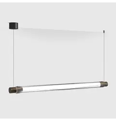 Підвісний світильник з накладною базою CRYSTAL VETRO, L1130mm, D60mm, 15W LED, 680Lm, 3000K, блок живлення 24V не в комплекті, CRI>90, IP20, прозоре скло, оксид латуні