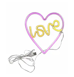 Світильник Goldlux 327154 Neon Love Heart Led 1x3W USB 5V DC 1A IP20 Wh