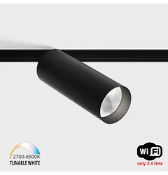 Прожектор IN_LINE TUB M A 140 TW, D52mm, H140mm, LED 18W, TW DIM: 2700K(1140Lm)-6500K(1386Lm), 30°, CRI>90, 48V DС, IP20, чорний