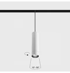 Підвісний світильник IN_LINE TUB M P 200 ZOOM, D52mm, H200mm, CREE LED 13W, 3000K, 615-1040lm, 15°-50°, CRI>90, 48V, 4-х провідний DIM DALI, IP20, білий/чорний