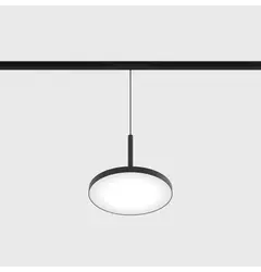 Підвісний світильник IN_LINE DISK, D157mm, H150mm, Bridgelux LED 15W, 3000K, 113°, 715Lm, CRI>90, 48V, 2-х групний, Вкл./Викл., IP20, опаловий, чорний