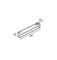 Лінійний світильник IN_LINE LINEA 205 TW, L205mm, W24.5mm, H48mm, LED 6W, TW DIM: 2700K(419Lm)-6500K(435Lm), CRI>90, 48V DС, IP20, опаловий, білий