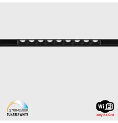 Лінійний світильник IN_LINE COMFORT 205 TW, L205mm, W24.5mm, H48mm, LED 10W, TW DIM: 2700K(563Lm)-6500K(632Lm), 20°, CRI>90, 48V DС, IP20, чорний