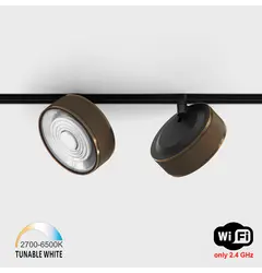 Прожектор IN_LINE SOL TW, D95mm, H33mm, LED 13W, TW DIM: 2700K(881Lm)-6500K(1025Lm), 24°, CRI>90, 48V DС, IP20, мідний/чорний