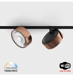 Прожектор IN_LINE SOL TW, D95mm, H33mm, LED 13W, TW DIM: 2700K(881Lm)-6500K(1025Lm), 24°, CRI>90, 48V DС, IP20, мідний/чорний