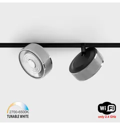 Прожектор IN_LINE SOL TW, D95mm, H33mm, LED 13W, TW DIM: 2700K(881Lm)-6500K(1025Lm), 24°, CRI>90, 48V DС, IP20, хром/чорний