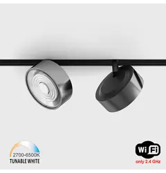 Прожектор IN_LINE SOL TW, D95mm, H33mm, LED 13W, TW DIM: 2700K(881Lm)-6500K(1025Lm), 24°, CRI>90, 48V DС, IP20, хром/чорний