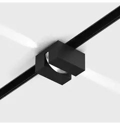 Трековий cвітильник IN_LINE WIN, 77x77mm, H44mm, CREE LED 3W, 3000K, 180Lm, 27°, CRI>90, 48V, 2-х групний, Вкл./Викл., IP20, glass, чорний