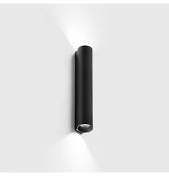 Накладний настінний світильник WALL TUB S 200 RIB, вгору/вниз, D32mm, SP36.3mm, H200mm, CREE LED 2x3.3W, 3000K, 2x101Lm, 60°, CRI>90, IP20, 220-240V, чорний