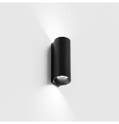 Накладний настінний світильник WALL TUB M 140 RIB, вгору/вниз, D50mm, SP55mm, H140mm, CREE LED 2x4.5W, 3000K, 2x151Lm, 60°, CRI>90, IP20, 220-240V, чорний