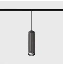 Підвісний світильник IN_LINE TUB M P 200, D52mm, H200mm, CREE LED 10.8W, 3000K, 1120Lm, 50°, CRI>90, 48V, 2-х групний, Вкл./Викл., IP20, титановий/чорний