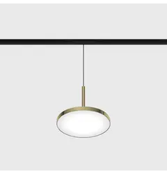 Підвісний світильник IN_LINE DISK, D157mm, H150mm, Bridgelux LED 15W, 3000K, 113°, 715Lm, CRI>90, 48V, 4-х провідний DIM DALI, IP20, опаловий, латунь/чорний