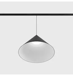 Підвісний світильник IN_LINE CONE, D320mm, H210mm, Bridgelux LED 12W, 3000K, 50°, 715Lm, CRI>90, 48V, 2-х групний, Вкл./Викл., IP20, опаловий, чорний