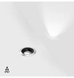 Світильник вбудований, симетричний UPP50, D50mm, H43mm, LED 4.2W, 3000K, 30°, 192Lm, CRI>90, 350mA блок живлення не в комплекті, IP67, wire 2000mm, прозоре скло, нержавіюча сталь