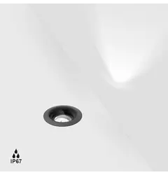 Світильник вбудований, симетричний UPP50, D50mm, H43mm, LED 4.2W, 3000K, 30°, 192Lm, CRI>90, 350mA блок живлення не в комплекті, IP67, wire 2000mm, прозоре скло, графіт