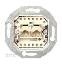 Механизм розетки телефонной двойной (независимые выходы) UAE TAE 2х8 Gira 019000