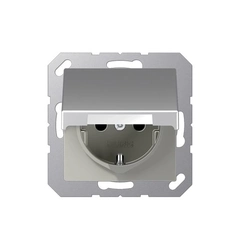 Розетка с ж/к и с крышкой. 230V/16A ECO PROFI, цвет алюминий