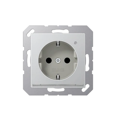 Розетка SCHUKO LED, JUNG A1520-OALLNW, цвет алюминий.