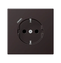 Розетка с ж/у с защитными шторками и USB тип С (быстрая зарядка) JUNG AL 1520-18 CD Dark