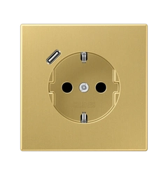 Розетка с ж/у с защитными шторками и USB тип С (быстрая зарядка) JUNG ME 1520-18 CC латунь Classic