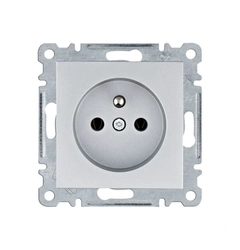 Розетка с центральным ж/к Hager Lumina, серебро, 16А/230В, WL1022