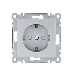 Розетка с ж/к защитой контактов Hager Lumina, серебро, 16А/230В, WL1062