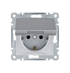 Розетка с ж/к крышкой Hager Lumina, серебро, 16А/230В, WL1152